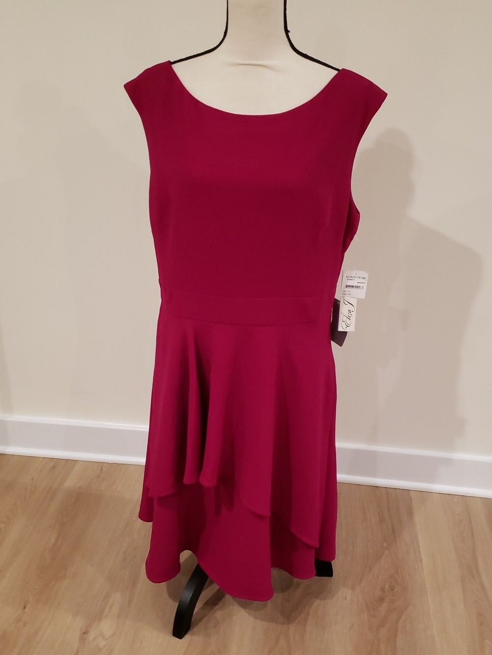 Eliza J Cap Magenta Dress Layered Skirt Sophisticated NWT Nordstrom